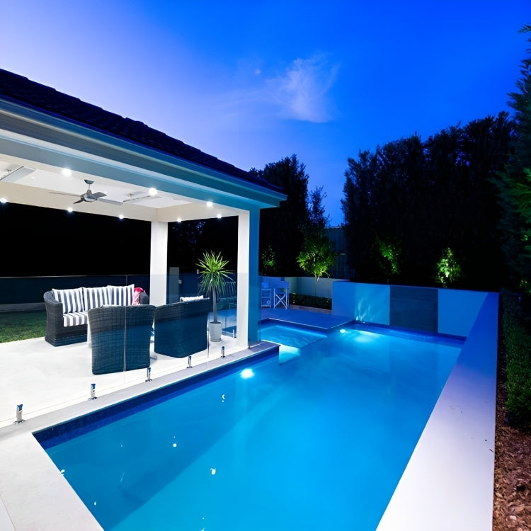 Heatstrip Elegance Model On An Outdoor Pool Area