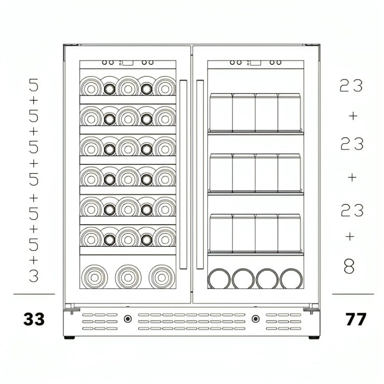 KingsBottle beer and Wine Fridge Combo Storage Schematic