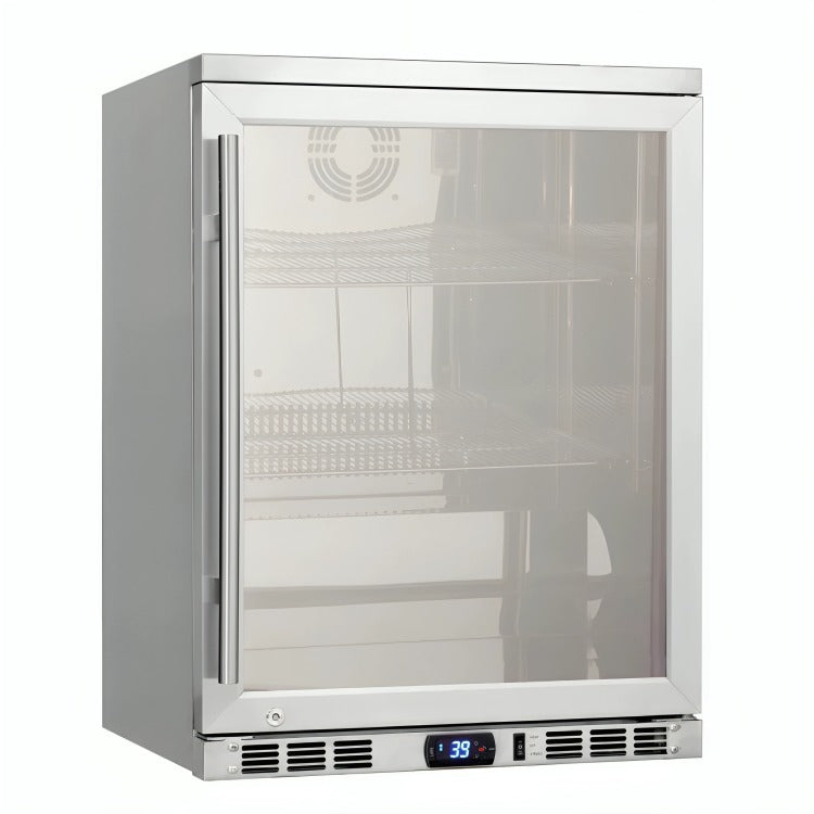 KingsBottle 123 Litre Heating Glass Door Under Bench Beverage Fridge KB55MRHH Empty View