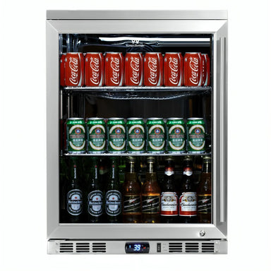 KingsBottle 123 Litre Heating Glass Door Under Bench Beverage Fridge KB55MLHH Front View