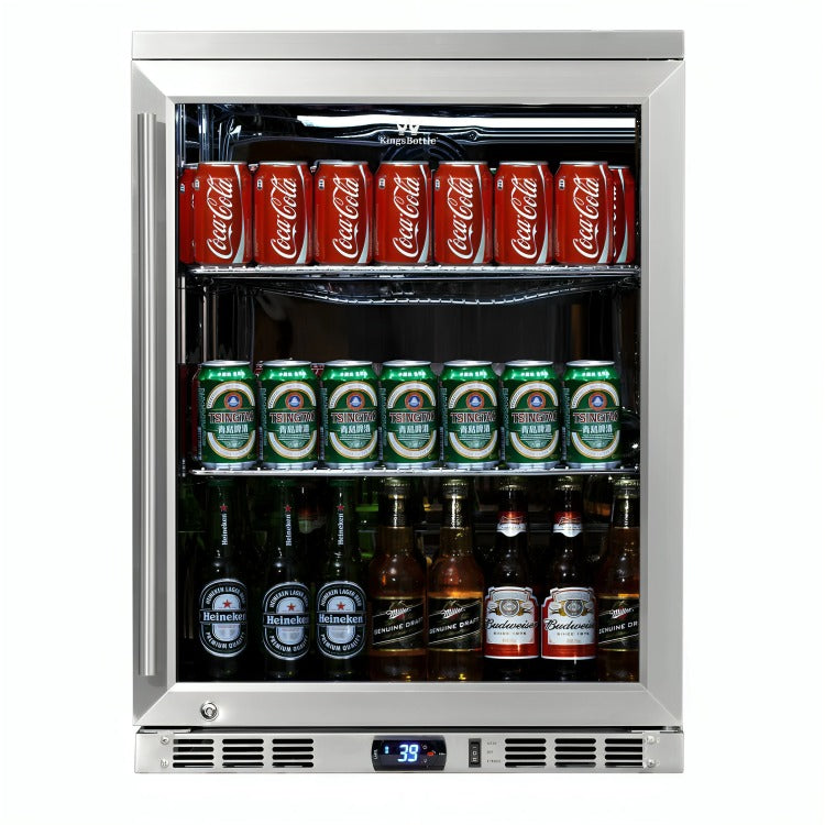 KingsBottle 123 Litre Heating Glass Door Under Bench Beverage Fridge KB55MRHH Front View