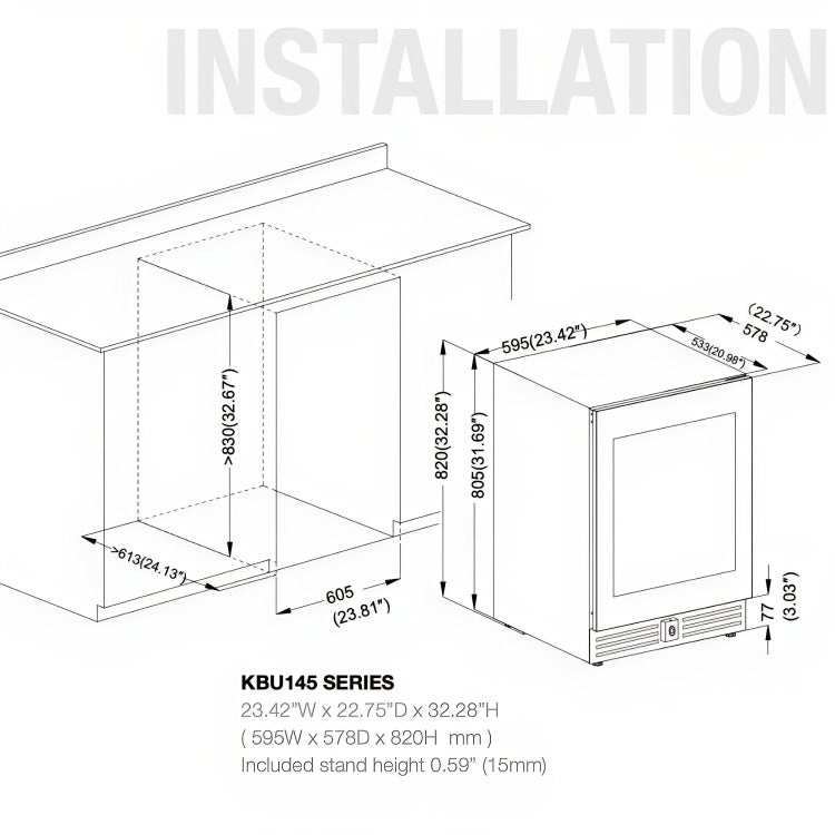 KingsBottle KB145BX Cutout Dimensions