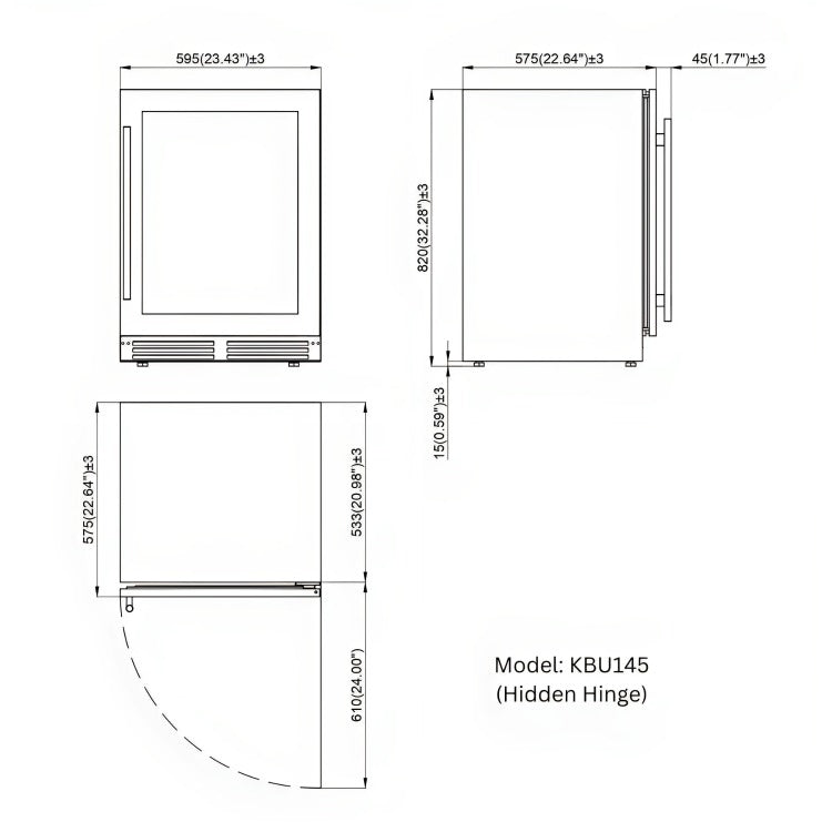 KingsBottle KB145BX Dimensions