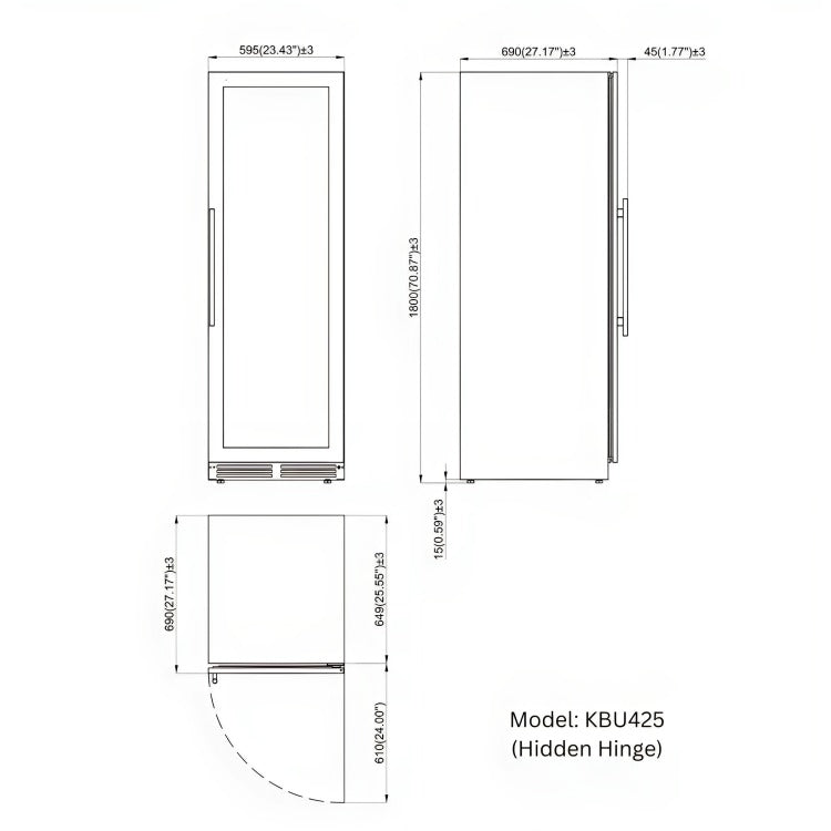 KingsBottle KB425BX Dimensions