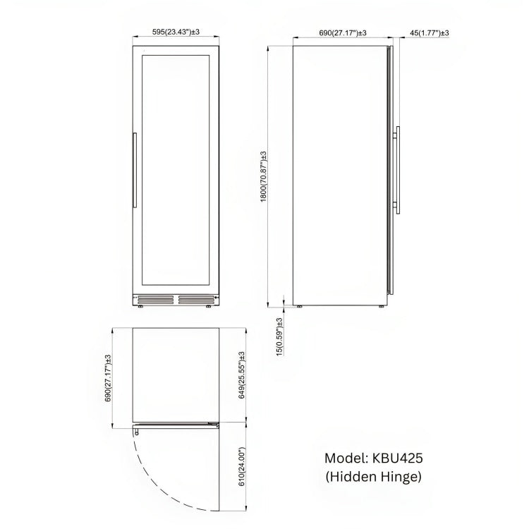 KingsBottle KB425DX Dimensions