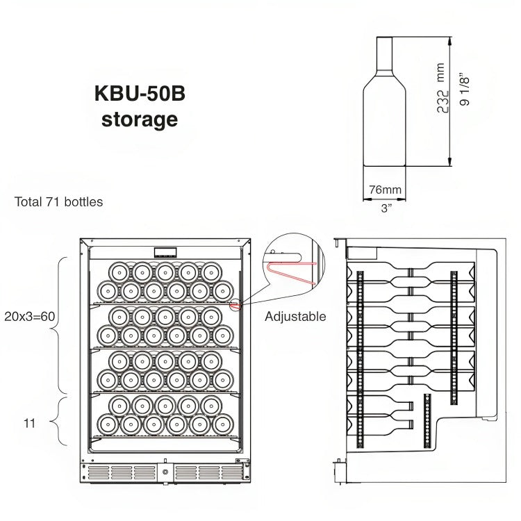 KingsBottle KB50BX Bottle Layout 