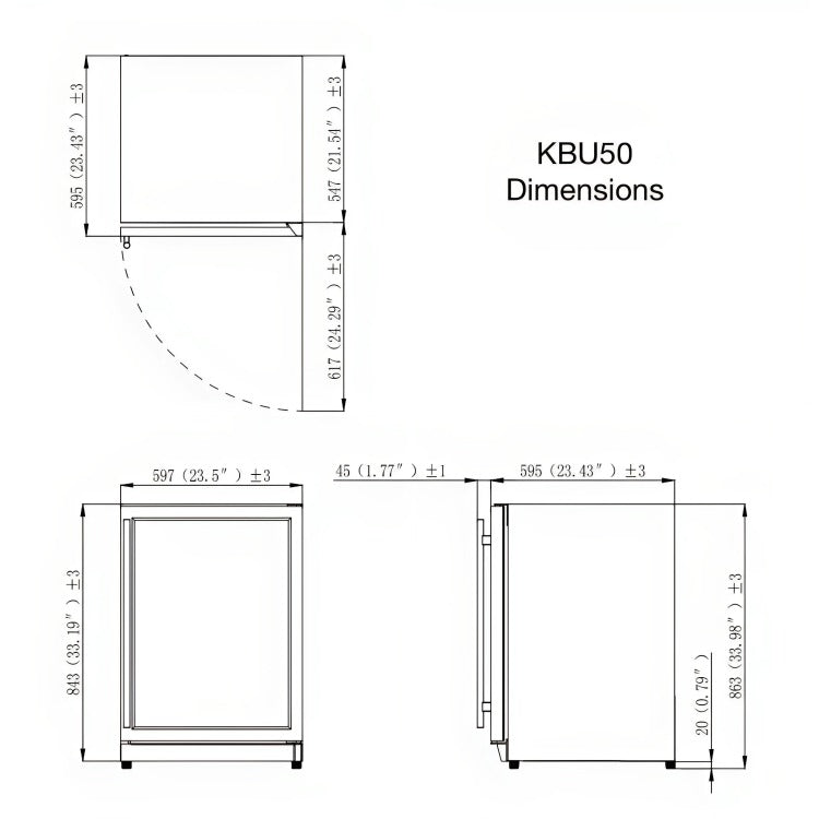 KingsBottle KB50BX Dimensions