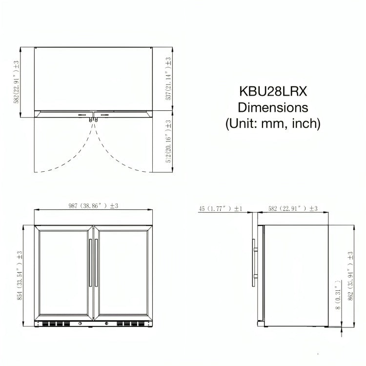 KingsBottle KB28LRX Dimension Schematic