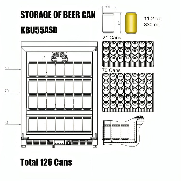 KingsBottle KBU55ASDLHH Can Layout